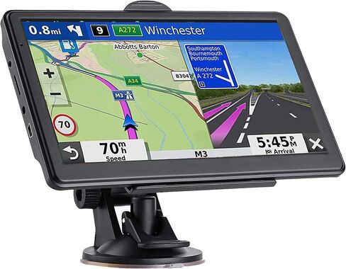 GPS Navigator للسيارة، خريطة 2026 7 بوصة تعمل باللمس للسيارة GPS 256-16 جيجابايت، توجيه اتجاه الدوران الصوتي، دعم السرعة وتحذير الضوء الأحمر، خريطة أمريكا الشمالية مدى الحياة شاحنة تحديث مجانية (بني) in Kuwait