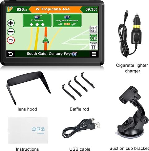 GPS Navigator للسيارة، خريطة 2026 7 بوصة تعمل باللمس للسيارة GPS 256-16 جيجابايت، توجيه اتجاه الدوران الصوتي، دعم السرعة وتحذير الضوء الأحمر، خريطة أمريكا الشمالية مدى الحياة شاحنة تحديث مجانية (بني) in Kuwait