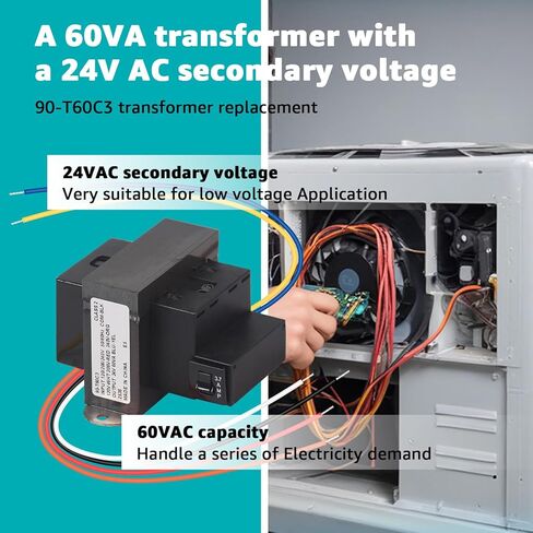 90-T60C3 Transformer 120/208/240V to 24V 60VA Foot Mount Class 2 Transformer Replacement for Industrial, Heating, Air Conditioning Controls Applications in Kuwait