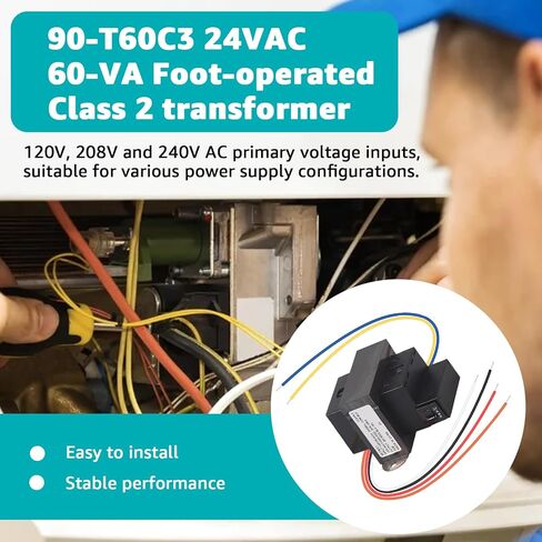 90-T60C3 Transformer 120/208/240V to 24V 60VA Foot Mount Class 2 Transformer Replacement for Industrial, Heating, Air Conditioning Controls Applications in Kuwait