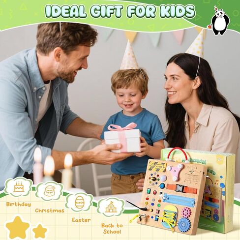 ألعاب MoKo Busy Board Montessori لعمر 3 سنوات فما فوق، لوحة ألعاب حسية خشبية مع مفتاح إضاءة LED، أقفال، سحابات، صناديق الموسيقى، لعبة تعليمية تعليمية للأطفال الصغار الأولاد والبنات in Kuwait