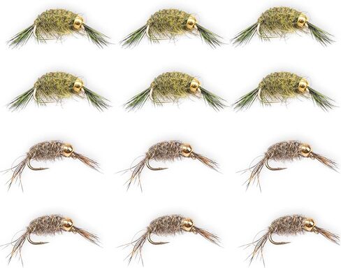 حبة رأس Scud Wet Fly Nymph، مقاس 12-16، ذباب رطب لسمك السلمون المرقط، ذباب سمك السلمون المرقط لصيد الأسماك بالذبابة، صيد الأسماك في المياه الثابتة in Kuwait