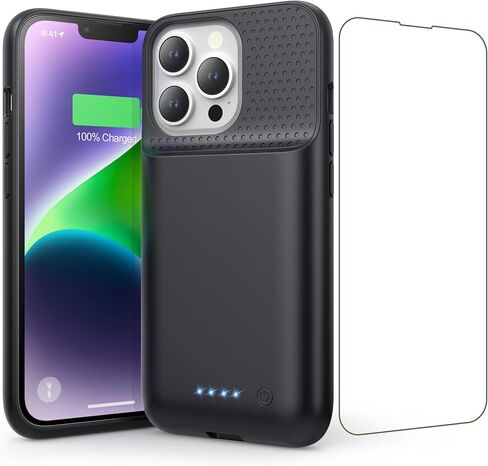 Battery Case for iPhone 13/ 13Pro/14,Powerful 7500mAh Battery Charger Case Portable Rechargeable Protective Extended Additional Charger Case for iPhone 13/13 Pro/14, Black in Kuwait