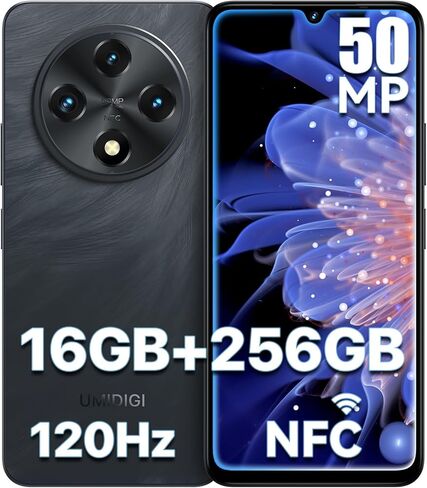 UMIDIGI G100 Unlocked Cell Phone Android 14, 6.9" HD+ 120Hz,Octa-core 16GB +256GB Expand 1TB,GPS Unlocked Smartphone,6000mAh,50MP Triple Camera,Dual 4G LTE Phone, NFC,AI Face Unlock,OTG,Blue in Kuwait