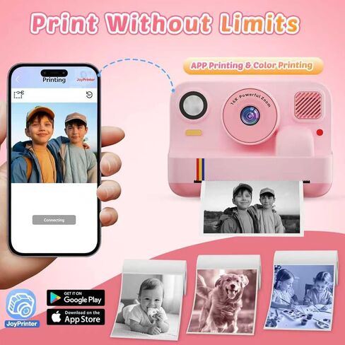 Instant Print Camera for Kids, App Printing, 1080P Video, Dual-Lens Selfie Digital Camera with 32G SD, Christmas Birthday Gifts for Girls Boys 4 5 6 7 8 9 10 11 12 Year Old, Portable Toddler Toy in Saudi Arabia