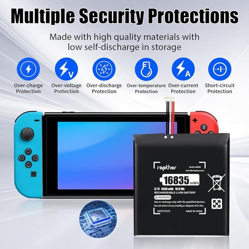 بطارية بديلة Rapthor HAC-003 متوافقة مع وحدة تحكم Nintendo Switch HAC-001، سعة عالية 3.7 فولت 16835 مللي واط في الساعة مع مجموعة أدوات التثبيت in Kuwait