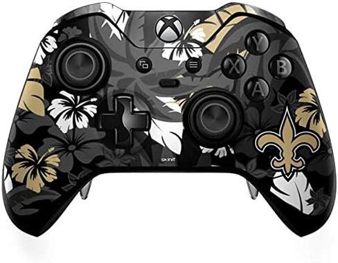 ملصق Skinit المخصص للألعاب متوافق مع وحدة تحكم Xbox One Elite - تصميم طباعة استوائية مرخص رسميًا من الدوري الوطني لكرة القدم الأمريكية (NFL New Orleans Saints) in Kuwait