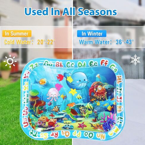 Baby Water Mat Large 37.4"x29.9", Safe Inflatable Tummy Time Water Play Mat for Infants & Toddlers with Climate Pledge Friendly, Newborn Sensory Water Pad for Christmas Gift (Blue) in Saudi Arabia