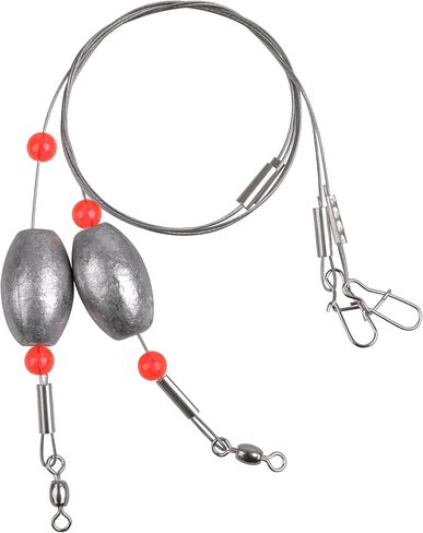 Carolina Saltwater Rigs, 8pcs Flounder Fishing Rigs, Stainless Steel Wire Leader with Egg Sinker Weights, Swivel Snaps for Catfish Grouper Drum Redfish Bottom Surf Fishing, 2oz in Saudi Arabia
