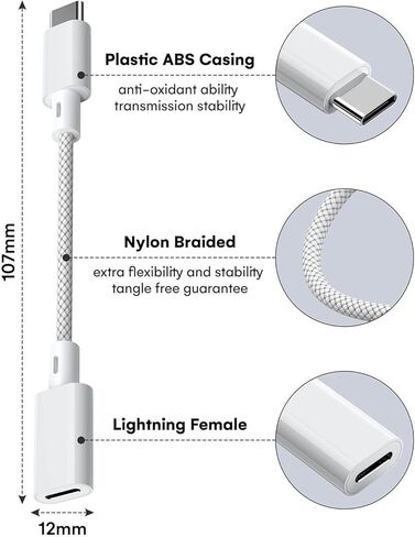 محول Lightning إلى USB C (عبوتان)، شحن سريع ونقل البيانات، كابل موصل شاحن USB C لأجهزة iPhone 17/16/15، iPad Pro/Air، Samsung، Pixel-(ليس للصوت/OTG) in Kuwait