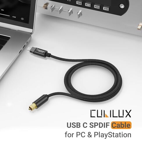 كابل صوت بصري Cubilux USB C إلى TOSLINK، سلك Aux رقمي أحادي الاتجاه من النوع C إلى SPDIF، جهاز إرسال S/PDIF للكمبيوتر/الكمبيوتر المحمول/كمبيوتر MacBook (5.1 صوت محيطي) وPS5 (ستيريو)، 6.6 قدم in Kuwait