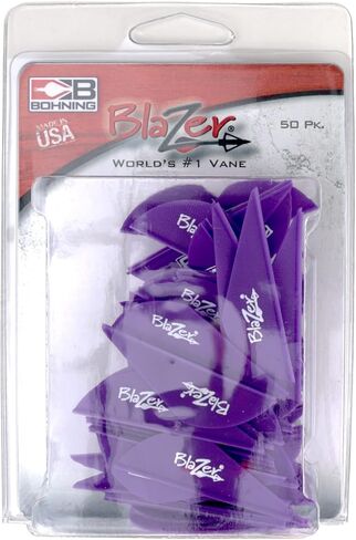 Bohning Blazer® Vane، 2 بوصة للصيد، ثلاثي الأبعاد، ريشة، أرجواني، 50pk in Kuwait