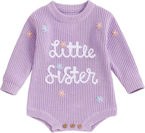 Userdefined Baby Girl Boy Knit Sweater Outfit Solid Romper Ruffle Onesie Cute Baby Jumpsuit Coming Home Fall Winter Clothes in Saudi Arabia
