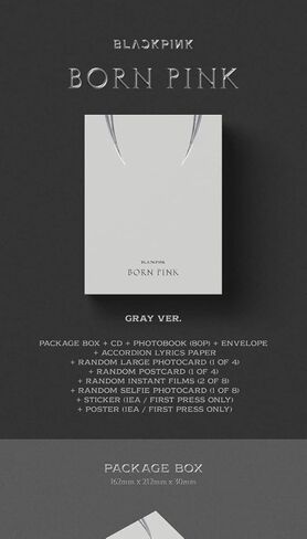 BLACKPINK BORN PINK 2nd Album BOX SET Version CD+Photobook+Accordion Lyrics Paper+Large Photocard+Postcard+Instant Film+Selfie Photocard+Tracking (GRAY Version)) in Saudi Arabia