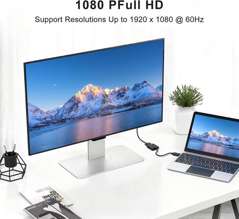 محول Meliya DisplayPort إلى VGA، محول DisplayPort (DP) مطلي بالذهب إلى VGA (ذكر إلى أنثى) متوافق مع الكمبيوتر، سطح المكتب، الكمبيوتر المحمول، الكمبيوتر الشخصي، الشاشة، جهاز العرض، HDTV in Kuwait