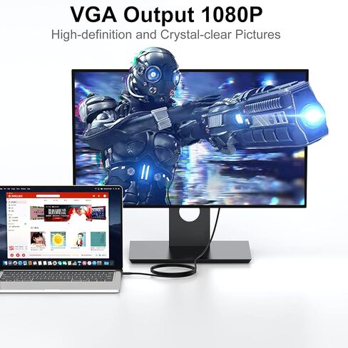 USB C to VGA Cable 3FT, Source Type-C to VGA Monitor Display Cable | [Thunderbolt 3/4] Compatible with iPhone 15/16/17 Pro/Max, Galaxy S9-S25+, iMac, MacBook, Surface Pro, XPS 17/15/13 in Saudi Arabia