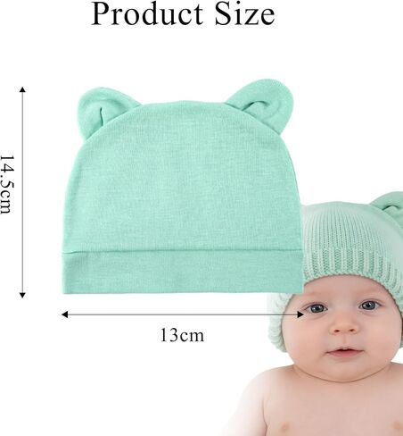 8 Pack Baby Newborn Hats Bear Ears Baby Infant Preemie Beanie Hats Soft Cap for Infant Baby Girls Boys, 0-3 Months Multi in Saudi Arabia
