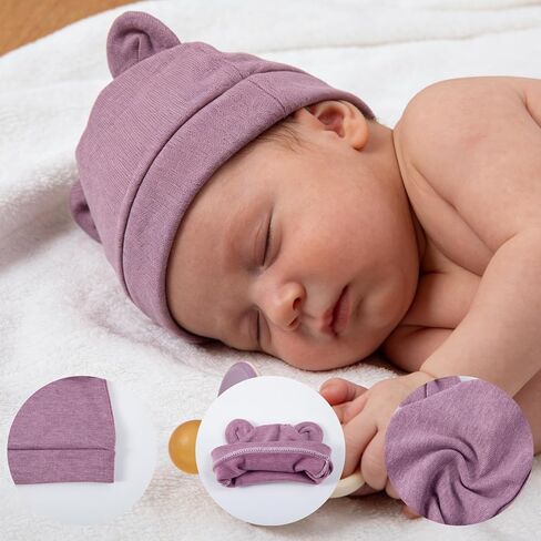 8 Pack Baby Newborn Hats Bear Ears Baby Infant Preemie Beanie Hats Soft Cap for Infant Baby Girls Boys, 0-3 Months Multi in Saudi Arabia