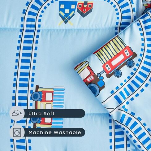 Wake In Cloud - Cot Nap Mat with Pillow and Blanket, for Toddler Kids Boys Girls in Daycare Kindergarten Preschool Pre K with Elastic Corner Straps, Cars Vehicles Trains Airplanes, Light Sky Blue in Saudi Arabia