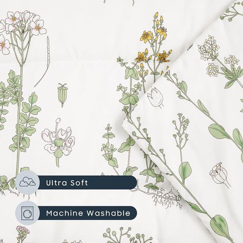 Wake In Cloud - Cot Nap Mat with Pillow and Blanket, for Toddler Kids Boys Girls in Daycare Kindergarten Preschool Pre K with Elastic Corner Straps, Floral Botanical Flowers, White Green in Saudi Arabia