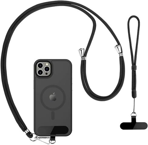 Phone Patch Lanyard Set of 2, 1 Pcs Wrist Strap and 1 Pcs Adjustable and Removable Crossbody Neck Strap for Women and Men, Suitable for Most Smartphones, Black in Saudi Arabia