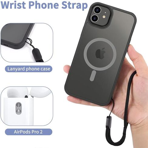 Phone Patch Lanyard Set of 2, 1 Pcs Wrist Strap and 1 Pcs Adjustable and Removable Crossbody Neck Strap for Women and Men, Suitable for Most Smartphones, Black in Saudi Arabia