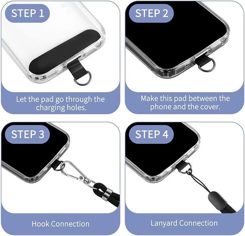 Phone Patch Lanyard Set of 2, 1 Pcs Wrist Strap and 1 Pcs Adjustable and Removable Crossbody Neck Strap for Women and Men, Suitable for Most Smartphones, Black in Saudi Arabia