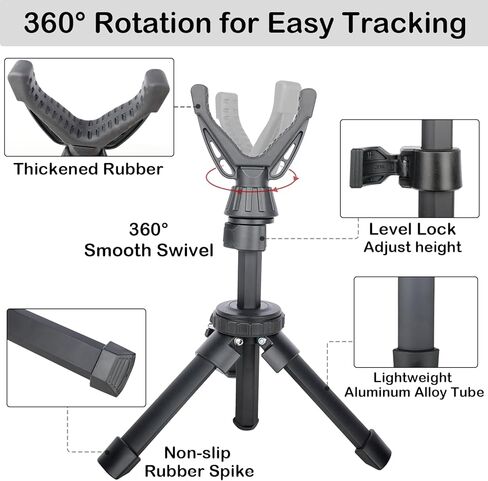 Portable Shooting Tripod with 360° Rotating & Removable V Yoke - Adjustable Height Rifle Rest Stand for Hunting, Target Shooting, Binoculars, Cameras & Outdoor Activities in Saudi Arabia