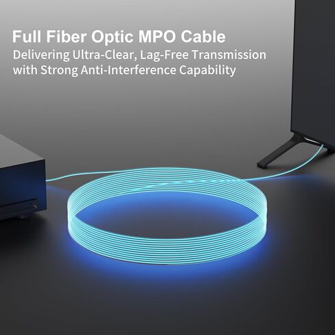 MPO Female to Female Full Fiber Optic Armored Cable 100FT, OM3 Multimode, 7-Core Type-A, Designed Detachable HDMI/DP/Ethernet Interface Modules in Saudi Arabia