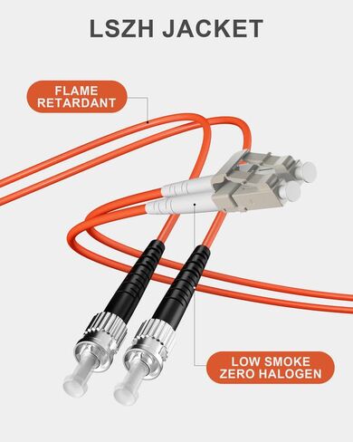 5 Pack LC to ST Multimode Fiber Patch Cable OM1, 1M Duplex MM Fiber Jumper 62.5/125µm LSZH for Fiber Optic Transceivers -1M(3FT) 5pack in Saudi Arabia