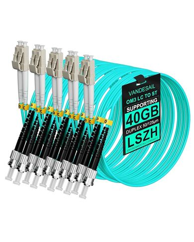 5 Pack LC to ST Multimode Fiber Patch Cable OM1, 1M Duplex MM Fiber Jumper 62.5/125µm LSZH for Fiber Optic Transceivers -1M(3FT) 5pack in Saudi Arabia