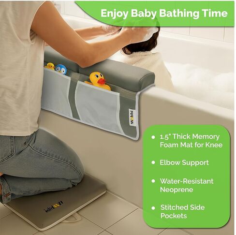 حمام الطفل الركوع و COMBOW RETT PAD | 1.5 "وسادة الركبة الرغوية غير المؤلمة سميكة للاستحمام الأطفال | 6 أكواب شفط غير حوض استحمام الركوع مع تخزين لعبة قابلة للطي وسرعة رمادية رمادية in Saudi Arabia