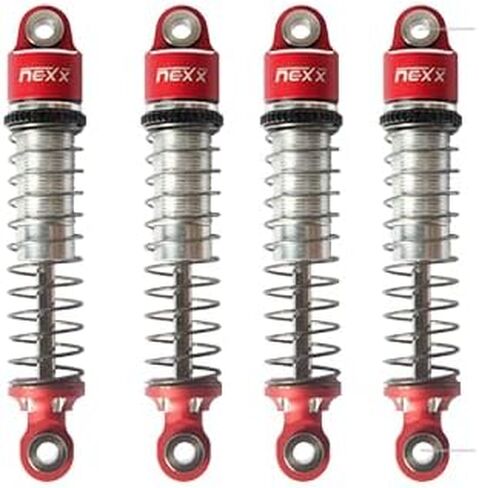 Nexx Racing Oil Shock (4pcs) for RC Car 1/18 TRX4M, 1/24 SCX24 - Remote Control Car Parts (HELIDIRECT) (SCX24 - RED) in Saudi Arabia