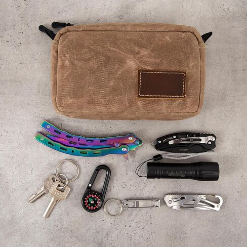 حقيبة Edc بسحاب، حقيبة حزام Edc للرجال والنساء، حقيبة خصر للمشي لمسافات طويلة، حقيبة قماش مشمع، منظم جيب مضاد للسرقة للاستخدام اليومي in Kuwait