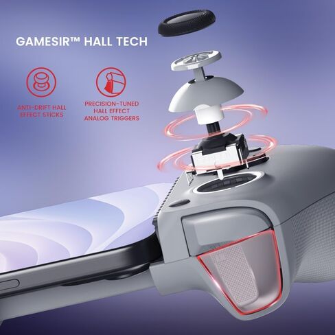 وحدة تحكم الألعاب المحمولة GameSir G8 Galileo Type-C لسلسلة Android وiPhone 15 (USB-C)، لوحة ألعاب التوصيل والتشغيل مع عصا التحكم بتأثير Hall/مشغل Hall، ومقبس صوت 3.5 مم (متجدد) in Saudi Arabia