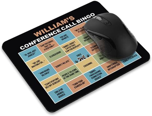 WIRESTER Personalized Custom Mousepad with Your Text Name for Home, Office and Gaming Desk, Non-Slip Rectangle Mouse Pad - Conference Call Bingo (S1) in Saudi Arabia