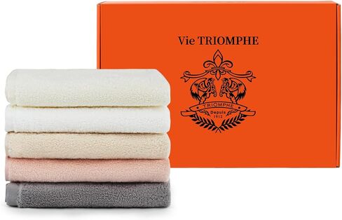 مناشف اليد Vie Triomphe - عبوة من 5 قطع - منشفة ناعمة للحصول على رغوة غنية وفاخرة، منشفة يد مربعة للأطفال صغيرة سريعة الجفاف تمتص الماء بدون وبر من القطن الخالص والألياف الدقيقة الناعمة 30 * 30 سم in Saudi Arabia