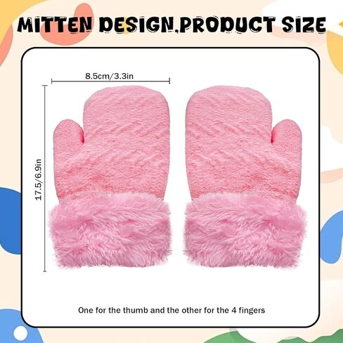 3 Pairs Winter Mittens Glove for Kids Baby Warm Gloves Thick Knitted Fleece Lined Gloves Thermal Set for Boys Girls in Saudi Arabia