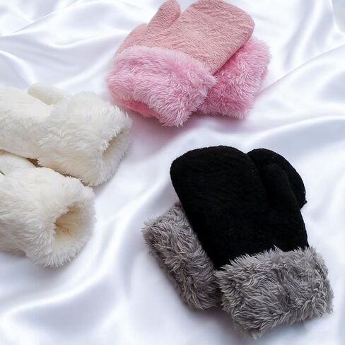 3 Pairs Winter Mittens Glove for Kids Baby Warm Gloves Thick Knitted Fleece Lined Gloves Thermal Set for Boys Girls in Saudi Arabia