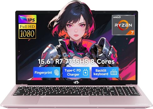 كمبيوتر محمول NIMO مقاس 15.6 بوصة IPS FHD للألعاب، AMD 8 Cores Ryzen 7 7735HS 32GB DDR5 RAM 1TB SSD، رسومات Radeon 680M، لوحة مفاتيح بإضاءة خلفية 100W Type-C، فتح بصمة الإصبع، Wi-Fi 5 Bluetooth 5.2 in Kuwait