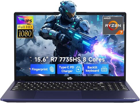 كمبيوتر محمول NIMO مقاس 15.6 بوصة IPS FHD للألعاب، AMD 8 Cores Ryzen 7 7735HS 32GB DDR5 RAM 1TB SSD، رسومات Radeon 680M، لوحة مفاتيح بإضاءة خلفية 100W Type-C، فتح بصمة الإصبع، Wi-Fi 5 Bluetooth 5.2 in Kuwait