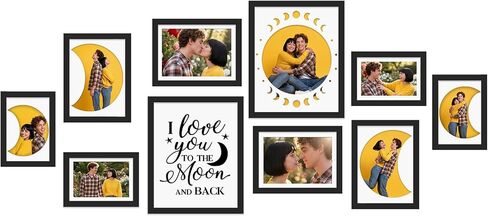 Giftgarden Moon Phase Picture Frame Set, I Love You to The Moon and Back Romantic Gift for Her Valentines Day Wedding Anniversary Couple Mom, Multi Sizes Black Frames (4x6, 5x7, 8x10) in Saudi Arabia