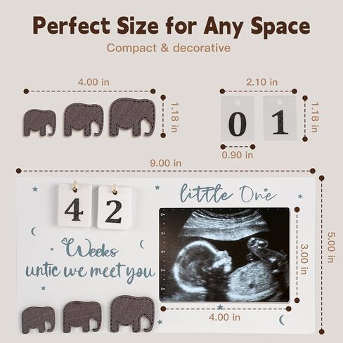 إطار صورة Sonogram مع العد التنازلي للطفل لتسجيل الوقت، إطار صور بالموجات فوق الصوتية مقاس 9 × 5 بوصة مع 8 أرقام خشبية مزدوجة الجوانب، لافتة إعلان الطفل هي هدية حمل فريدة للآباء المتوقعين، مناسبة لهدايا عيد الحب in Kuwait