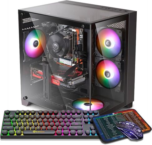 كمبيوتر مكتبي للألعاب، Intel Core I7 حتى 4.2 جيجا هرتز، RTX 2060 6G، 32 جيجا DDR4 RAM، 1 تيرابايت NVME SSD، WiFi 5.0، كمبيوتر برجي للألعاب مُصمم مسبقًا مع 5 مراوح RGB in Kuwait