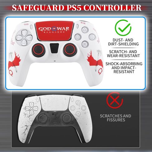 غطاء سيليكون غير قابل للانزلاق لوحدة تحكم PS5 مع أغطية عصا التحكم × 2 وملصق × 1 (GOWIV) in Kuwait