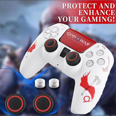 غطاء سيليكون غير قابل للانزلاق لوحدة تحكم PS5 مع أغطية عصا التحكم × 2 وملصق × 1 (GOWIV) in Kuwait