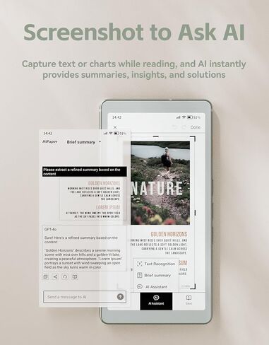 قارئ AiPaper C مقاس 6.13 بوصة مع شاشة ملونة، جهاز قارئ إلكتروني بالحبر الإلكتروني مع إضاءة دافئة وباردة قابلة للتعديل، رفيع للغاية وخفيف الوزن، مدمج بالذكاء الاصطناعي، سعة تخزين 128 جيجابايت in Kuwait
