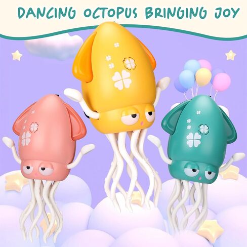 Palksky Dancing Squid Baby Toy in Tummy Time,Magic Electric Octopus Automatic Obstacle Avoidance Toy with Light & Music,Crawling Toys for Learning to Walk,Green in Saudi Arabia