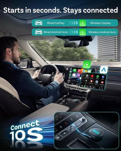 OTTOCAST P3 Pro OttoAibox Android 13 Smart AI Box, Built-in Netflix/YouTube, Wireless CarPlay Android Auto Adapter, Car Video Player with Split-Screen Function in Saudi Arabia