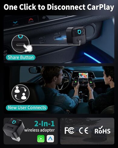 OTTOCAST Mini Pico 2-in-1 Wireless CarPlay & Android Auto Adapter 2026, Plug & Play Dongle for iPhone & Android,Auto Connect,Wi-Fi 6 & Bluetooth 5.4,One-Tap Disconnect & Easy Switch, Small & Fast in Saudi Arabia